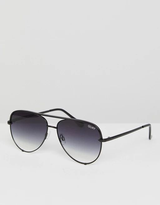 Quay Australia x Desi High Key Mini aviator sunglasses in black fade | ASOS UK