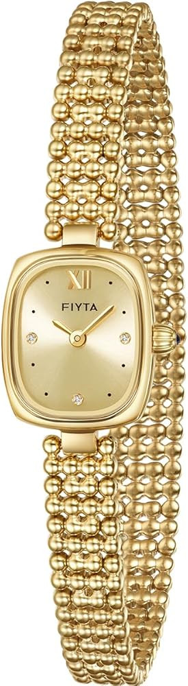 FIYTA Women's Small Gold Watch, Vintage Rectangular Case, Stainless Steel Bracelet Watches for Wo... | Amazon (US)