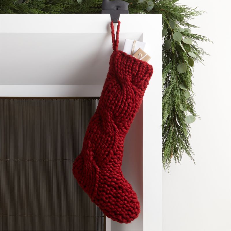 Cozy Red Cable Knit Christmas Stocking + Reviews | Crate and Barrel | Crate & Barrel