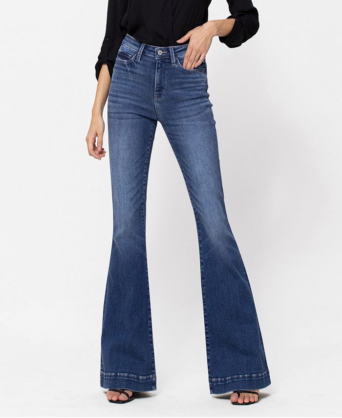 Women's Stretch High Rise Super Flare Jeans with Trouser Hem | Macys (US)