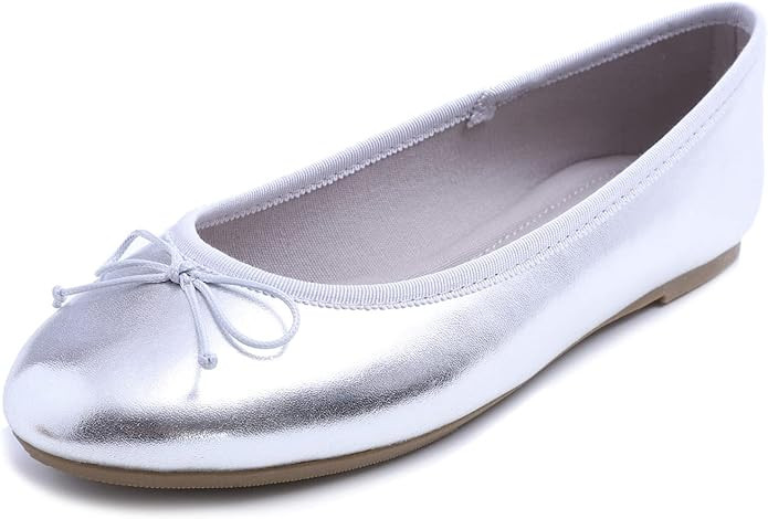 FEVERSOLE Women's Macaroon Colorful Memory Foam Cushion Insock Patent Ballet Flat | Amazon (US)