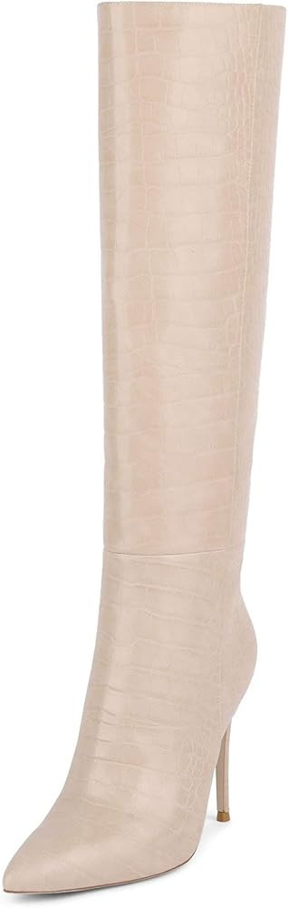 Amazon.com | Jeffrey Campbell Arsen-HI Stiletto Knee High Boot Taupe Croco Nude Dress Boots (10, ... | Amazon (US)