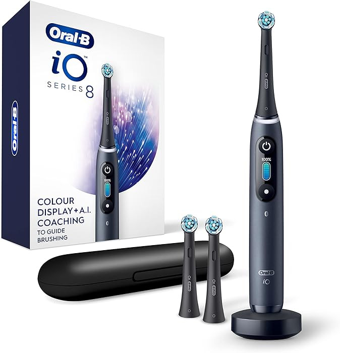 Oral-B iO Series 8 Electric Toothbrush with 2 Replacement Brush Heads and Travel Case, Rechargeab... | Amazon (US)