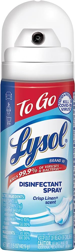 Lysol Disinfectant Spray - `To Go` - Crisp Linen, 1.5 Oz (Pack of 4) | Amazon (US)