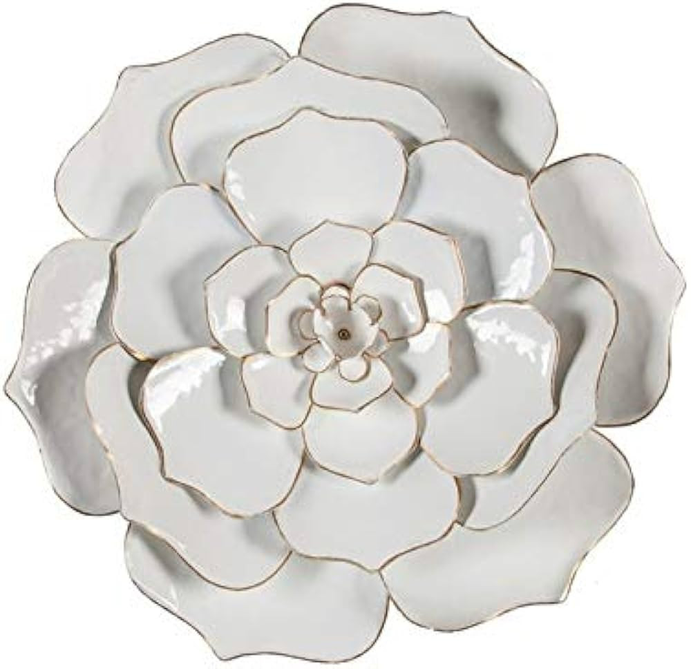 Pemberly Row 24" White Flower Metal Wall Sculpture | Amazon (US)