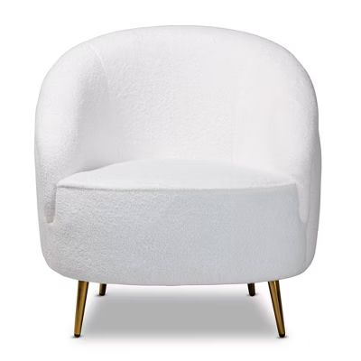 Urian Boucle Upholstered Accent Chair White/Gold - Baxton Studio | Target