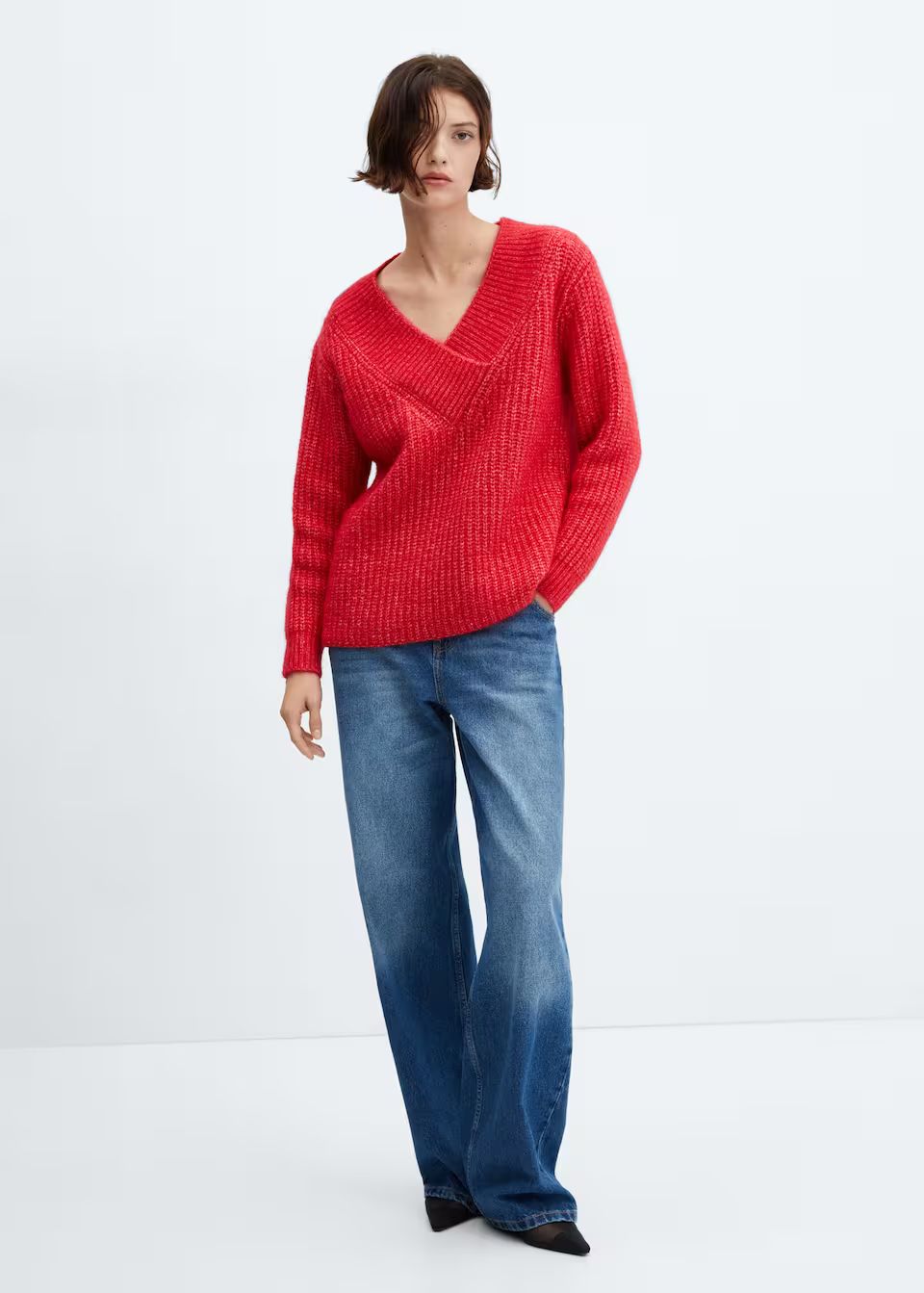 Chunky-knit v-neck sweater -  Women | Mango USA | MANGO (US)