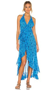 Poupette St Barth Tamara Ruffled Maxi Dress in Blue Watercolor from Revolve.com | Revolve Clothing (Global)