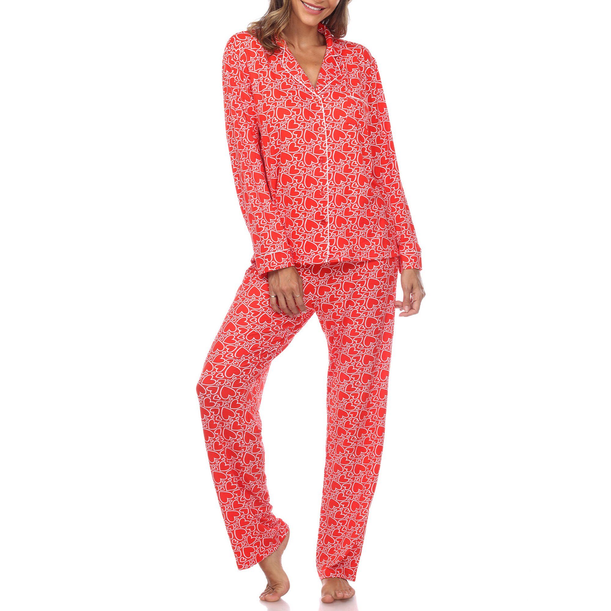 White Mark Women's and Women's Plus Heart Long Sleeve Top and Pajama Pant Set | Walmart (US)