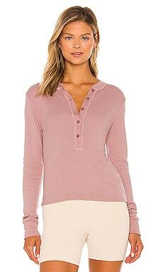 LA Made Ava Crop Henley in Mauve from Revolve.com | Revolve Clothing (Global)