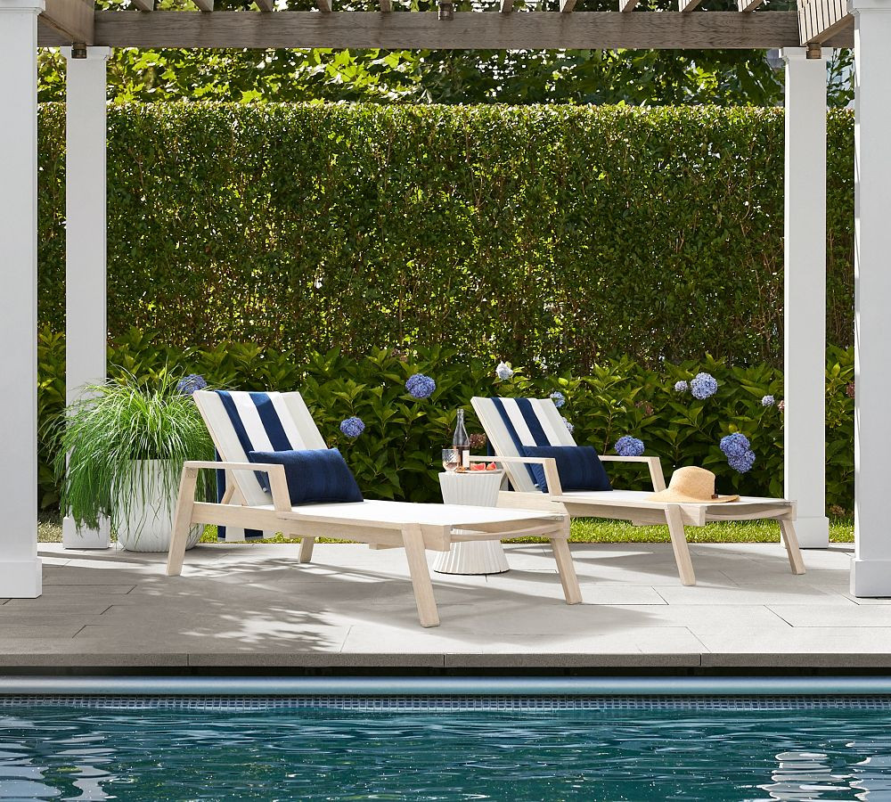 Indio Eucalyptus & Mesh Stackable Outdoor Single Chaise Lounge, Set of 2 | Pottery Barn (US)