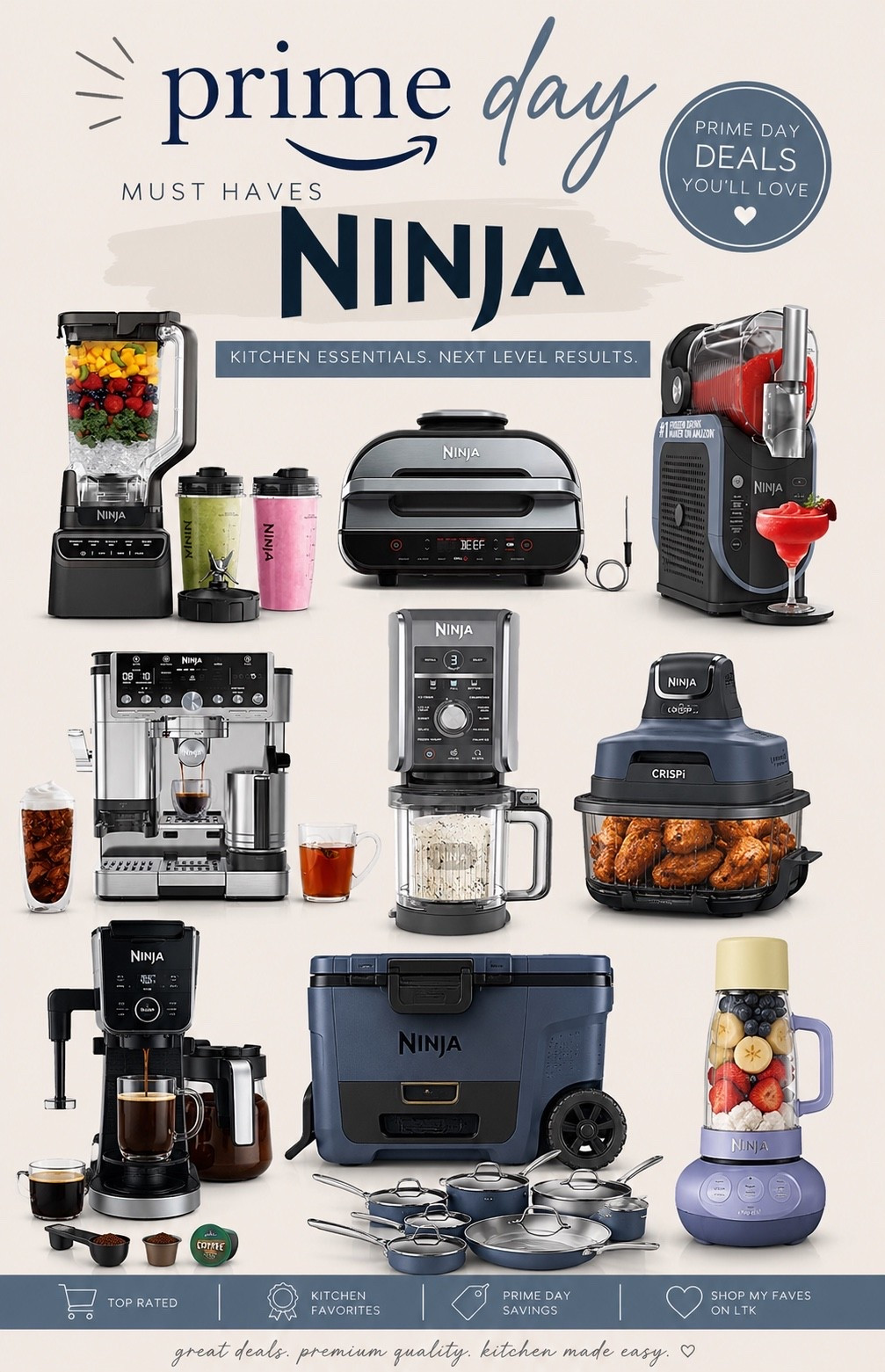 Prime Day + Ninja deals = the kitchen upgrade I’ve been waiting for 🤍🔥

From the viral Creami to the espresso machine, blender, grill, and frozen drink maker… these are the BEST Ninja finds on sale right now 👏🏼

If you’ve had any of these on your wishlist, now is the time to grab them before prices go back up 🛒✨

Shop all my favorite Ninja Prime Day deals on my LTK!