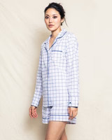 Women's Nantucket Tattersall Long Sleeve Short Set | Petite Plume