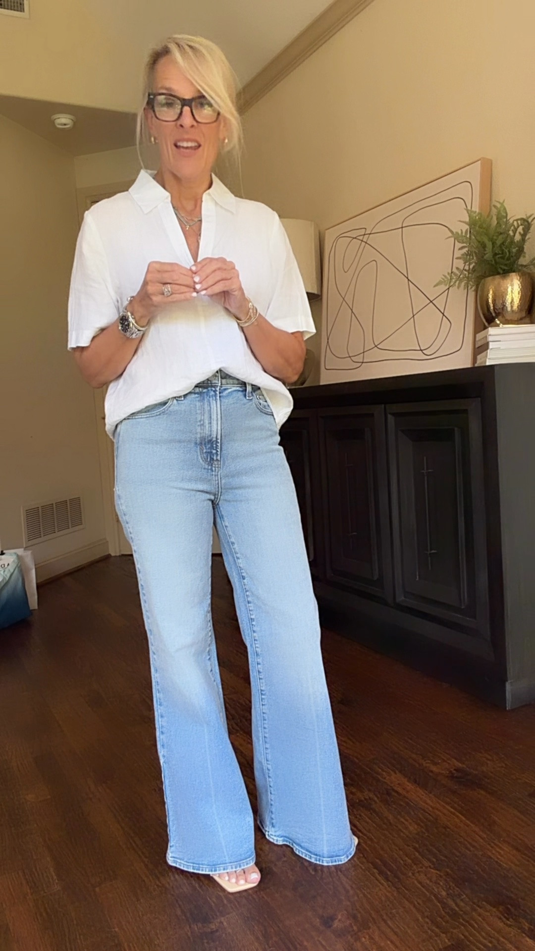 This pair of denim is unreal good 
$40!!  But feel like the quality of premium denim, they have stretched so they’re very comfortable.
Fit is true to size. I’m wearing six regular.

Come in 3 length options! And 2 washes 
Mine are light blue ￼

#LTKootd #LTKOver40 #LTKgrwm
