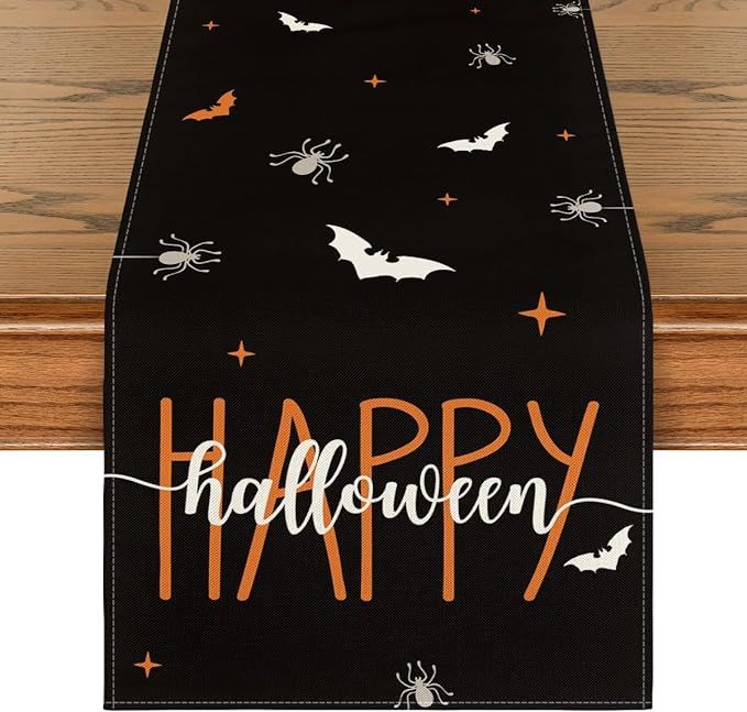 Artoid Mode Black Bat Spider Happy Halloween Table Runner, Holiday Kitchen Dining Table Decoratio... | Amazon (US)