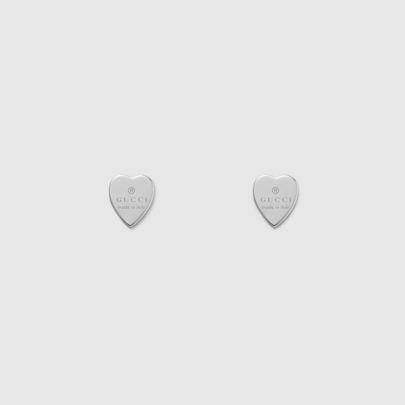 GUCCI Trademark Heart-shaped Earrings, Sterling Silver, Sterling Silver | Gucci (US)