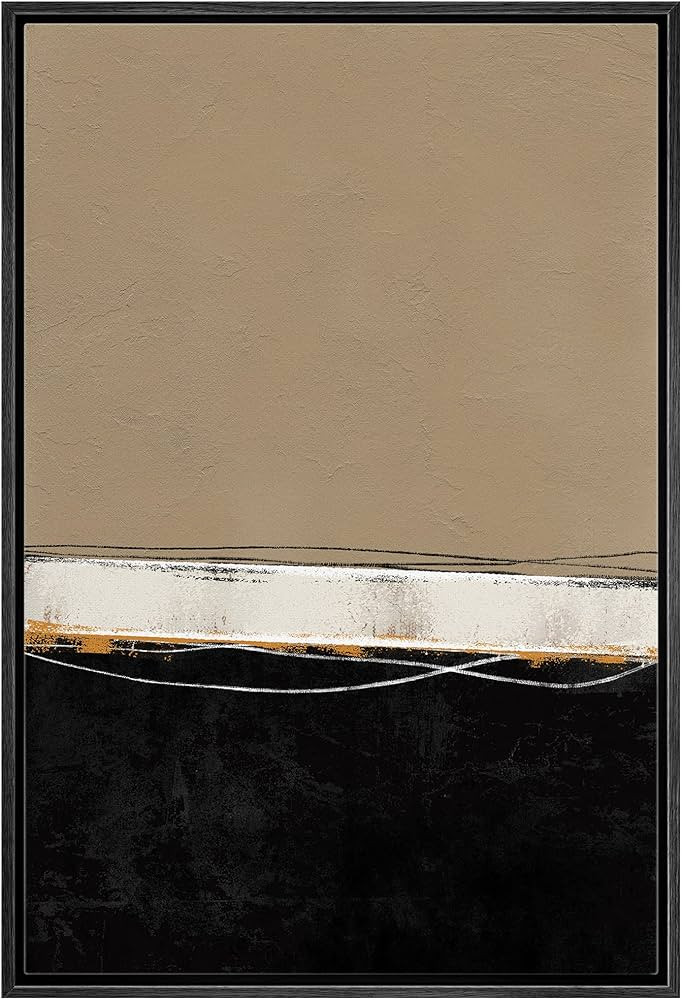 IDEA4WALL Framed Canvas Print Wall Art Brown Black Geometric Color Block Landscape Abstract Shape... | Amazon (US)