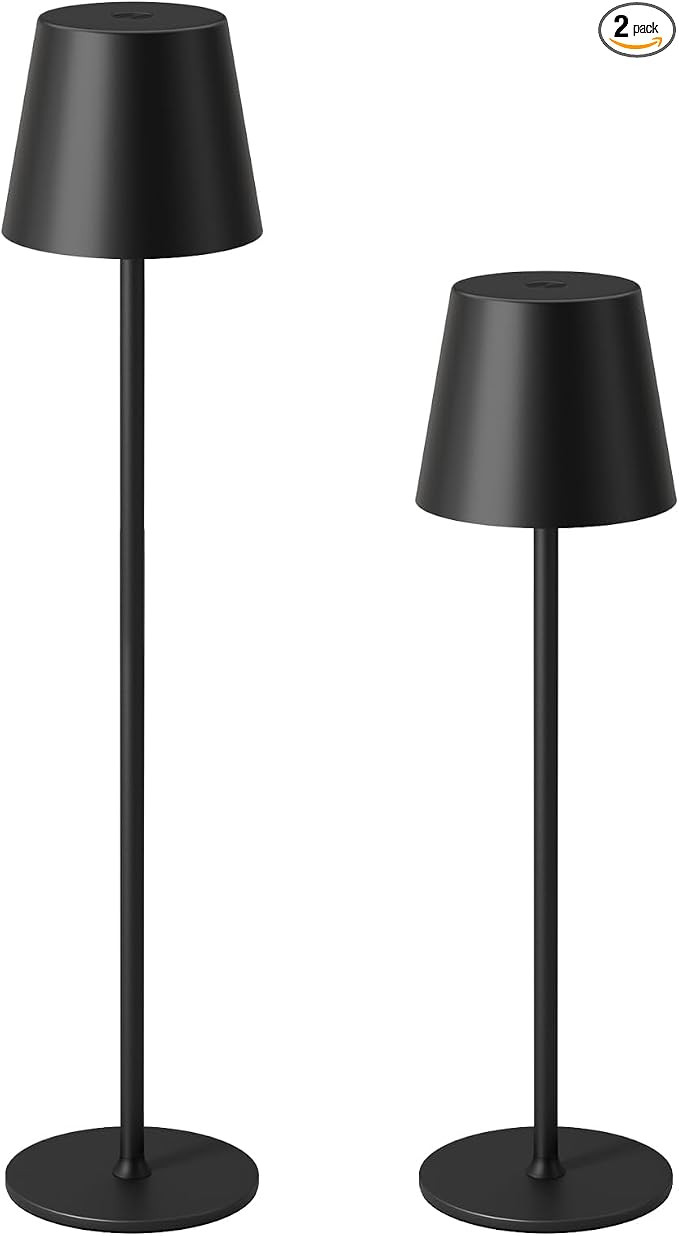 Kakanuo 20" Cordless Table Lamp Rechargeable Black - 2 Pack 5000mAH Battery Operated Lamp for Cou... | Amazon (US)