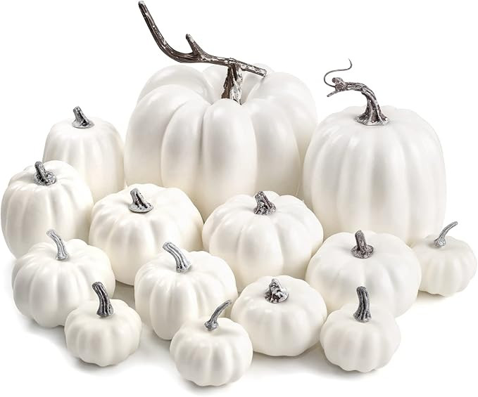 DomeStar White Artificial Pumpkins, 14PCS White Foam Pumpkins White Pumpkins Bulk for DIY Decorat... | Amazon (US)