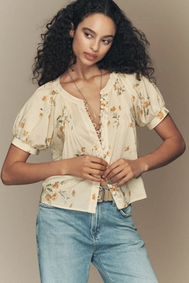 Reformation Calia Buttondown Short-Sleeve Top | Anthropologie (US)