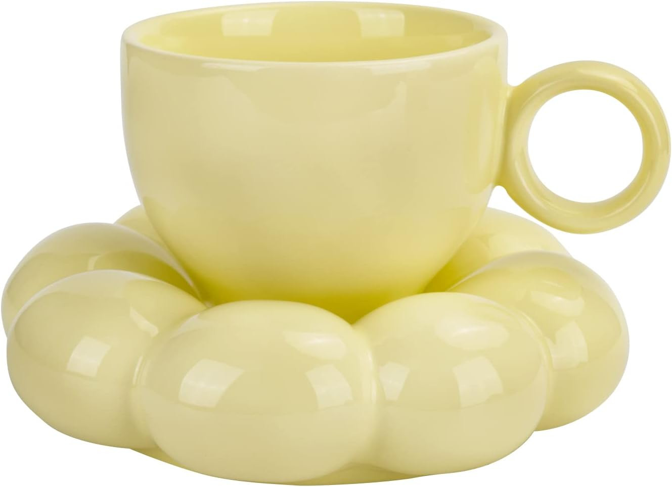 Koythin Ceramic Coffee Mug with Saucer Set, Creative Cute Cup with Sunflower Coaster for Office a... | Amazon (US)