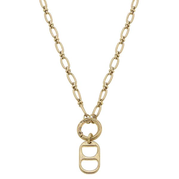 Tabitha Soda Tab Chain Link Necklace in Worn Gold | CANVAS