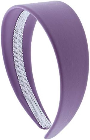 2 Inch Wide Leather Like Headband Solid Hair band for Women and Girls - Light Purple | Amazon (US)
