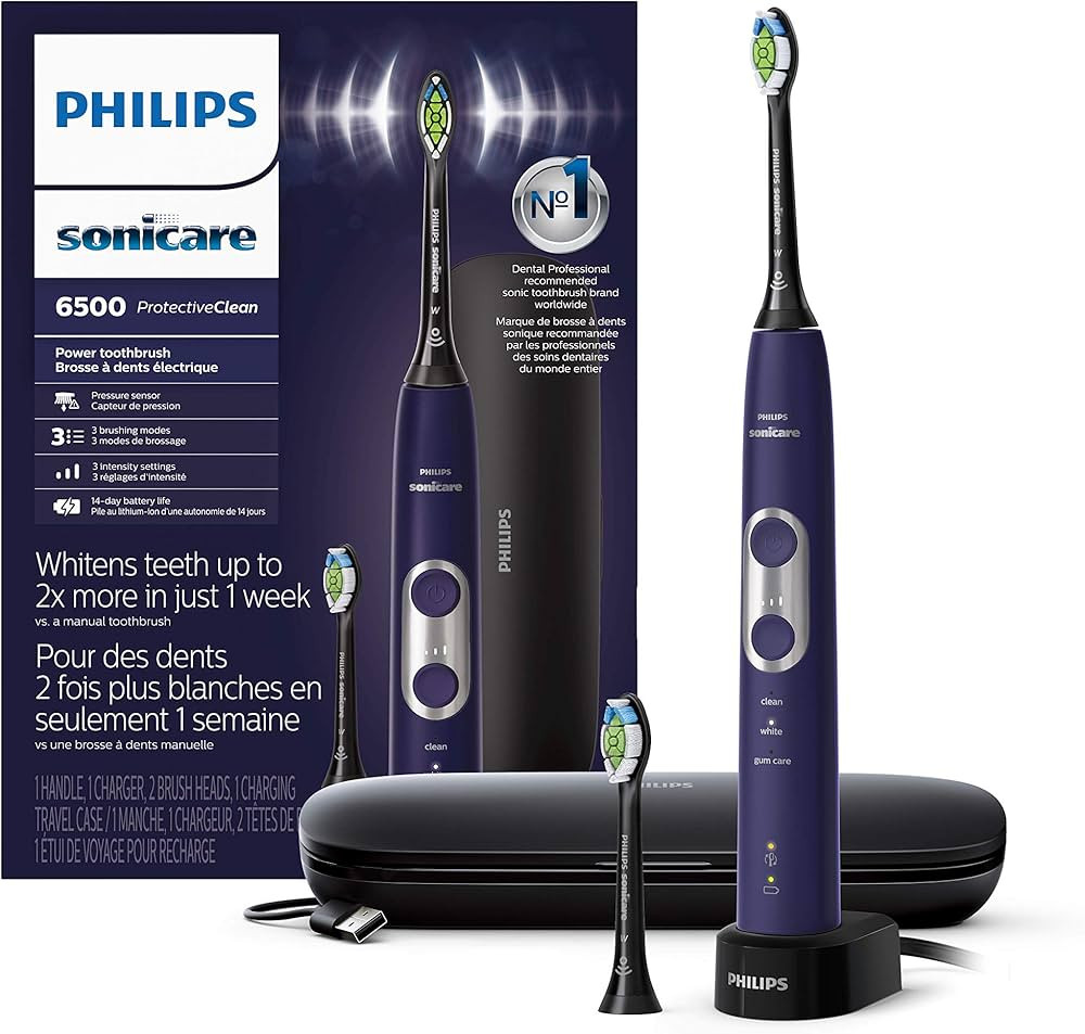 PHILIPS Sonicare Protective Clean 6500 Rechargeable Electric Toothbrush with Charging Travel Case... | Amazon (US)