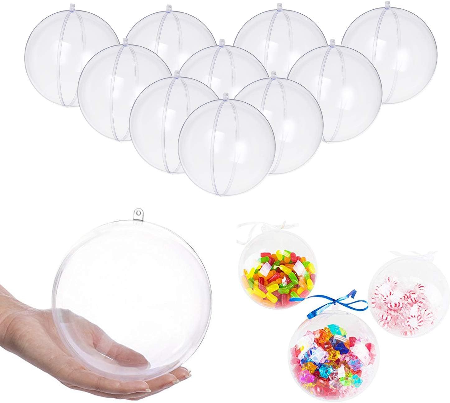 UNIQLED Clear Plastic Fillable Christmas DIY Craft Ball Ornament - Pack of 10 | Amazon (US)