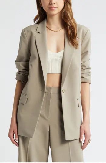 Open Edit Relaxed Fit Blazer in Grey Chia at Nordstrom Rack, Size Small | Nordstrom Rack