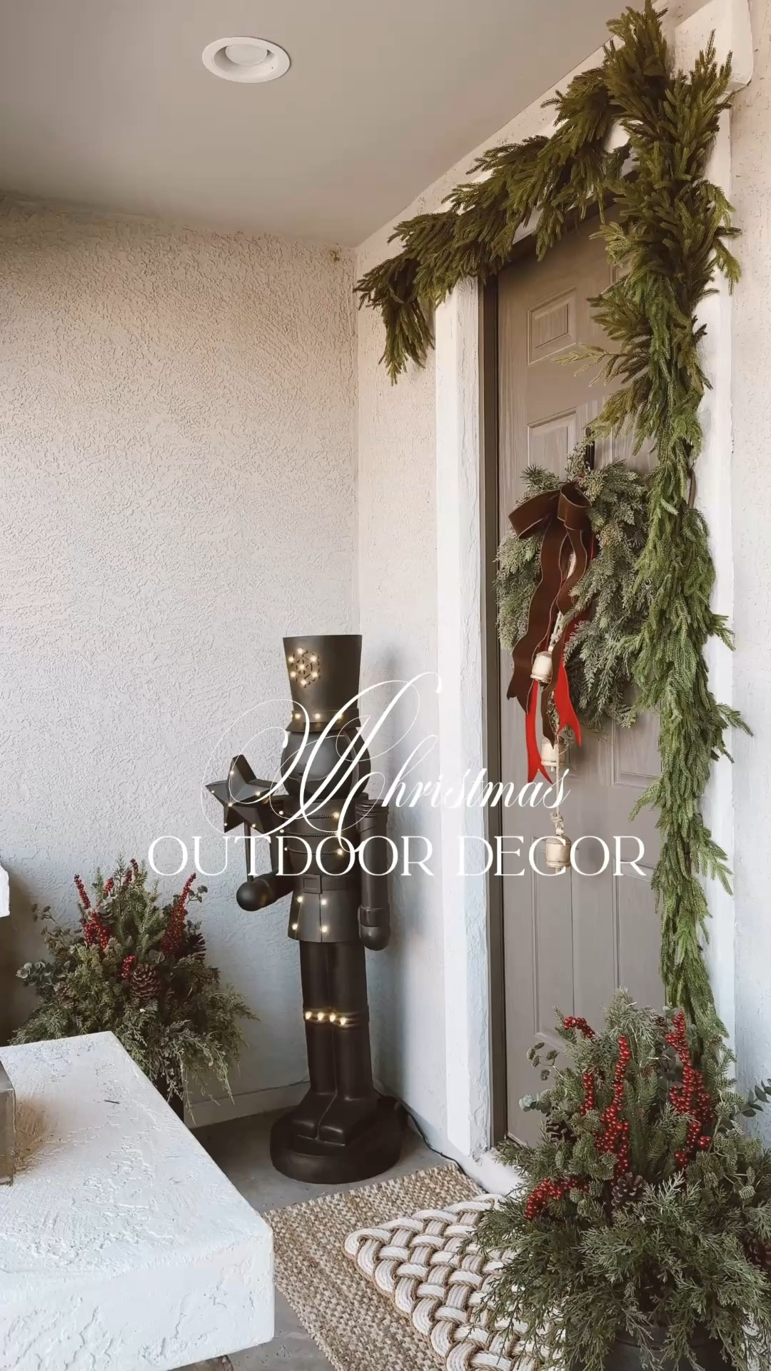 Christmas Outdoor Decor 🌲🌲🌲
.
.
Christmas Decor - Christmas Outdoor Decor - Christmas Nutcracker - Christmas Wreath - christmas Garland - Christmas 2024 - Christmas Viral Reindeer #LTKchristmas #Christmas #christmasdecor #christmasporchdecor #christmasoutdoordecor 