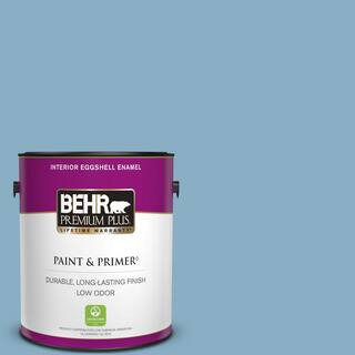 1 gal. #S500-4 Chilly Blue Eggshell Enamel Low Odor Interior Paint & Primer | The Home Depot