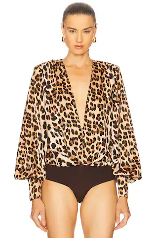 Bronx and Banco Noelle Leopard Bodysuit in Black & Brown from Revolve.com | Revolve Clothing (Global)