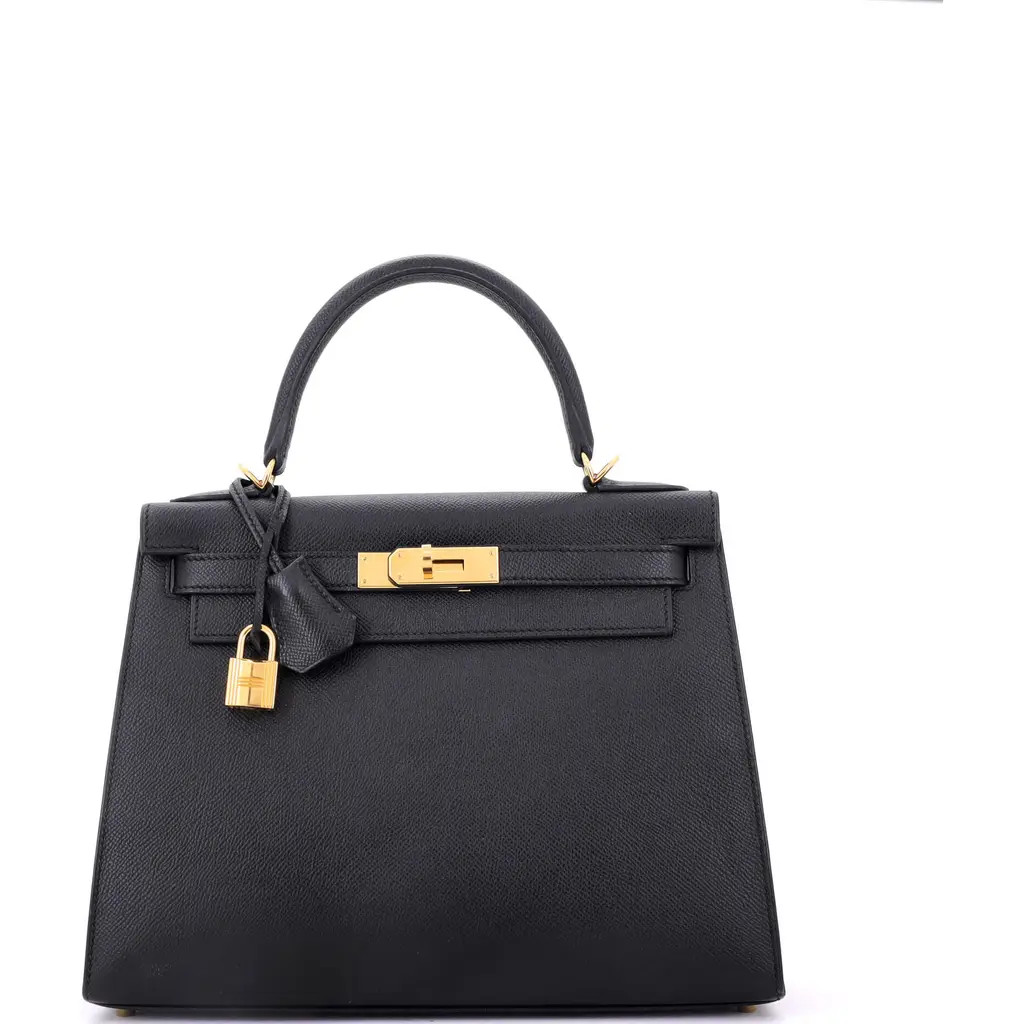 Pre-Owned Hermes Kelly Handbag Black Epsom with Gold Hardware 28 in Noir at Nordstrom, Size Small | Nordstrom