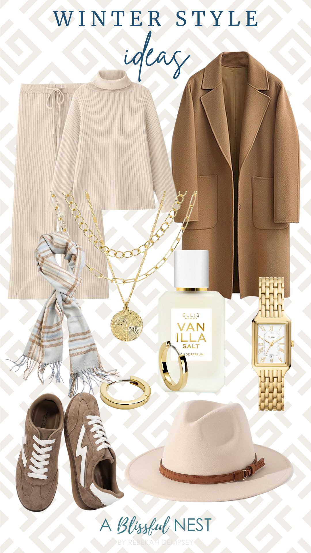 This is my idea of effortless winter style cozy polished and wearable. Get the pieces.
hoop earrings, classic cashmere winter scarf, Vanilla Salt eau de parfum, mocha sneakers, vintage wide brim fedora hat, womens overcoat, layered necklace set, stainless steel watch, turtleneck sweaters lounge set  

 #LTKootd #LTKMidsize #LTKWorkwear