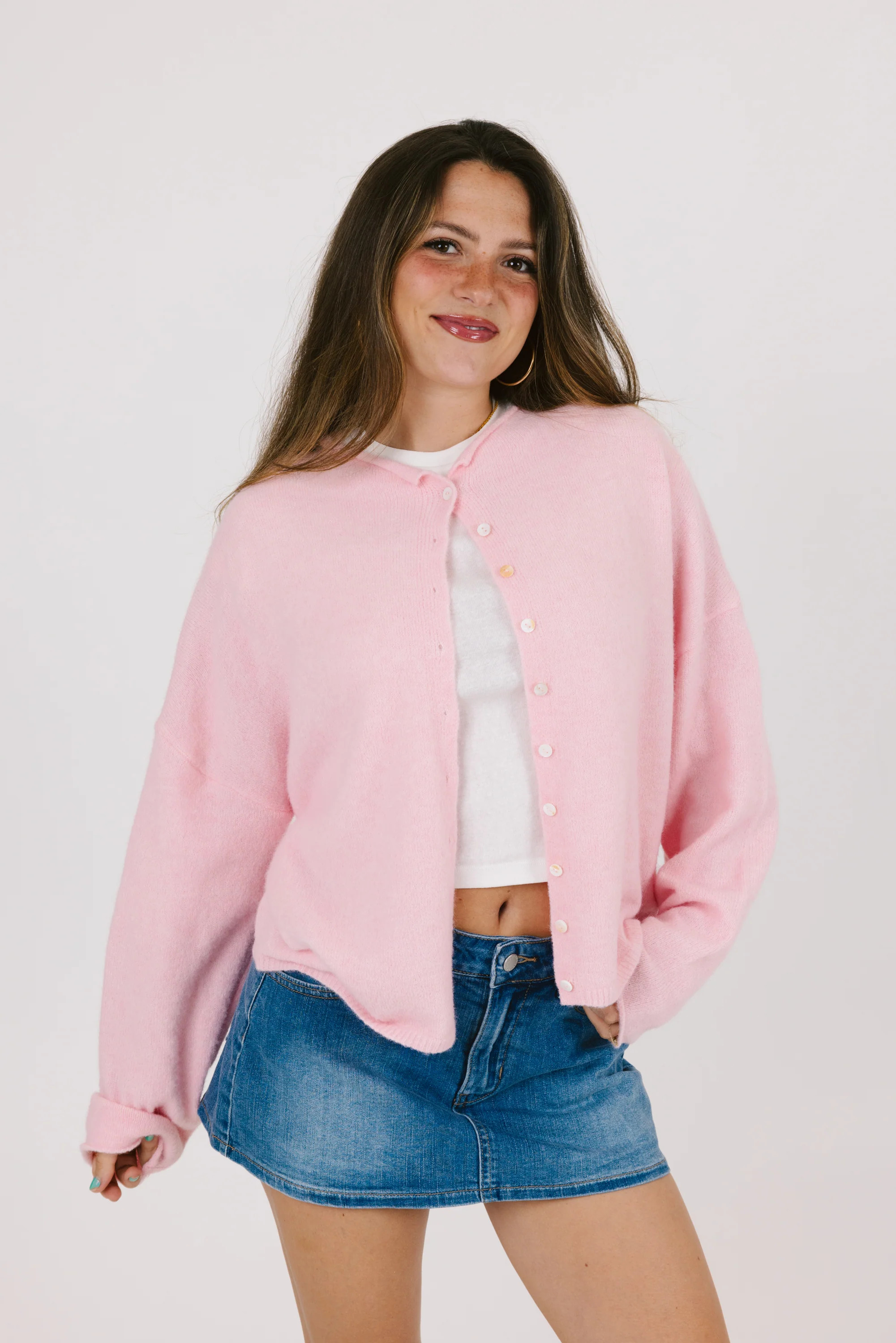 Phoebe Cardigan in Pink | Grey Bandit