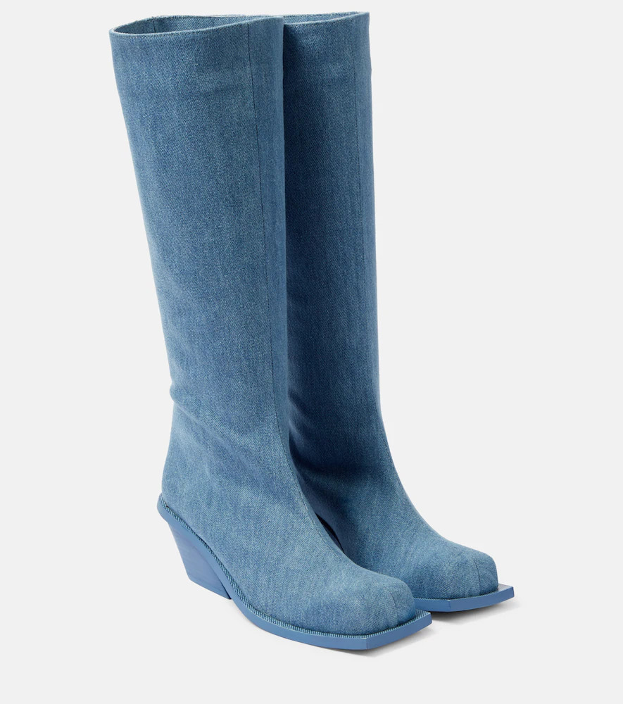 Gia Borghini Blondine denim knee-high boots | Mytheresa (UK)
