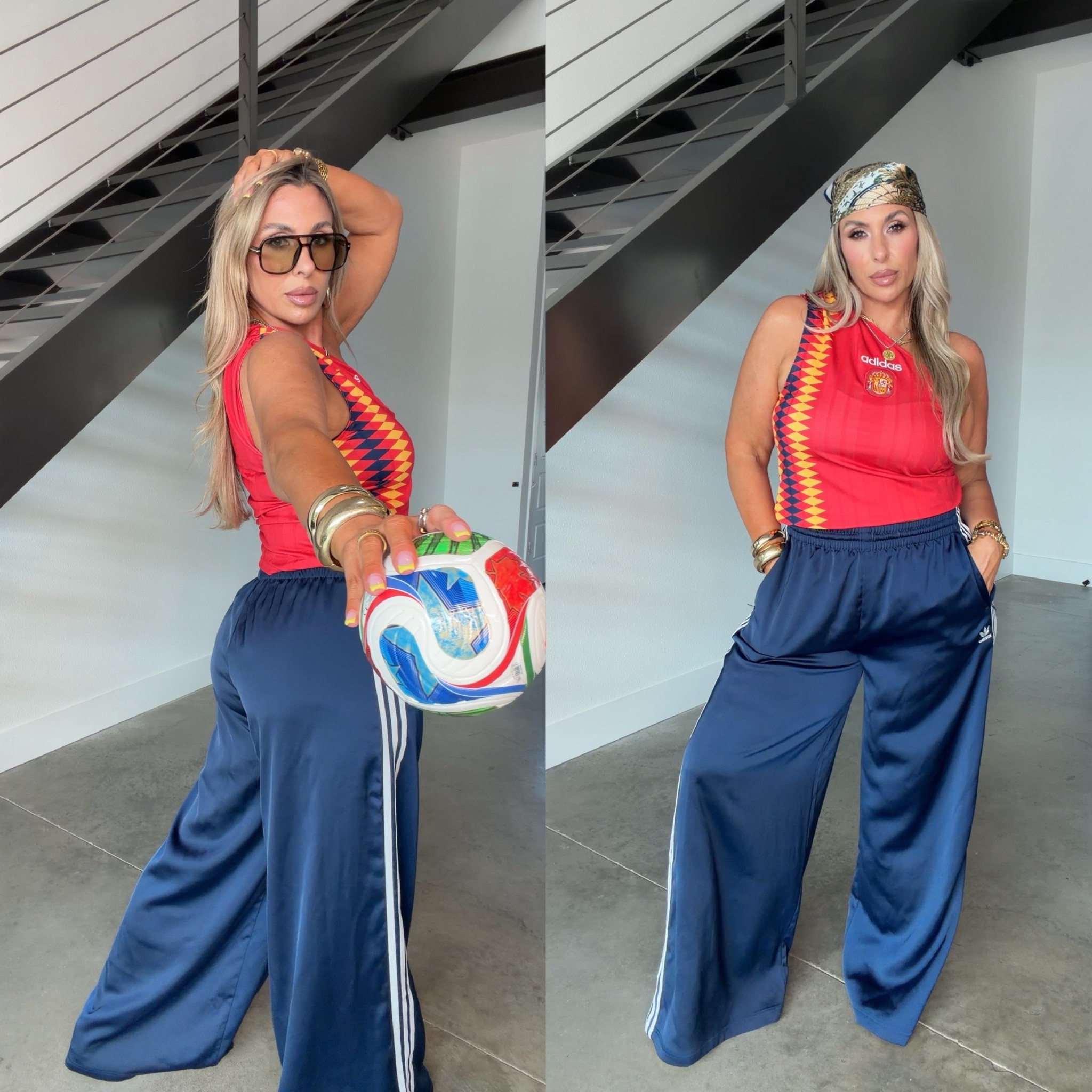 FIFA Look

Top size XL ( should have done my true to size L) 
navy adidas track pants size 12 (true to size). Also linked other options. 

@adidas 

The jewelry is from KC Chic. Super high quality and water resistant. It is linked and I have a 30% off code: Christine

#LTKootd #LTKActive #LTKTall
