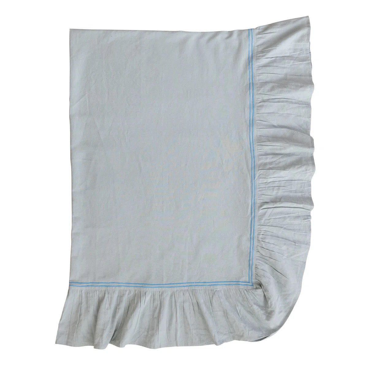 Cotton And Linen Tablecloth With Embroidered Trim And Ruffled Edge | Wayfair North America