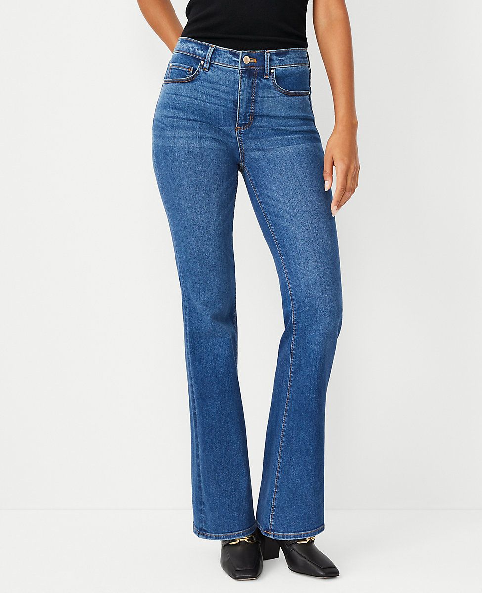 Tall Mid Rise Boot Jeans in Bright Mid Indigo Wash | Ann Taylor (US)