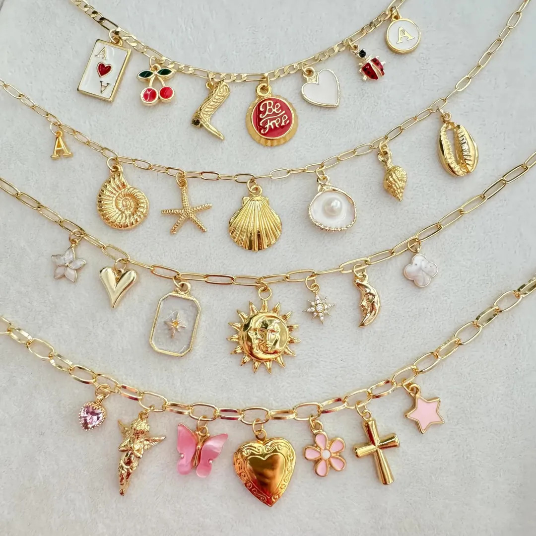 Build Your Own Custom Charm Necklace, Gold Multi Charm Necklace, Vintage Chunky Necklace, Persona... | Etsy (US)