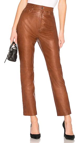 Leather Straight Leg Pants in Brown | Revolve Clothing (Global)