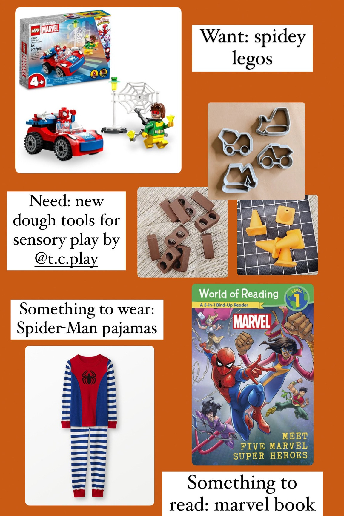 What I’m getting my four-year-old for Christmas!

Items are linked below minus the dough tools that can be found at tcplayretail.ca

Want, need, something to wear, something to read, sensory play, Spider-Man, Legos, beginning readers, Hannah Anderson, 4 year old gift ideas

#LTKKids #LTKGiftGuide #LTKHoliday