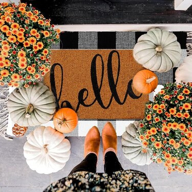 2pcs front porch decor mats, hello door mat and buffalo plaid checkered outdoor rug, front door m... | Michaels Stores