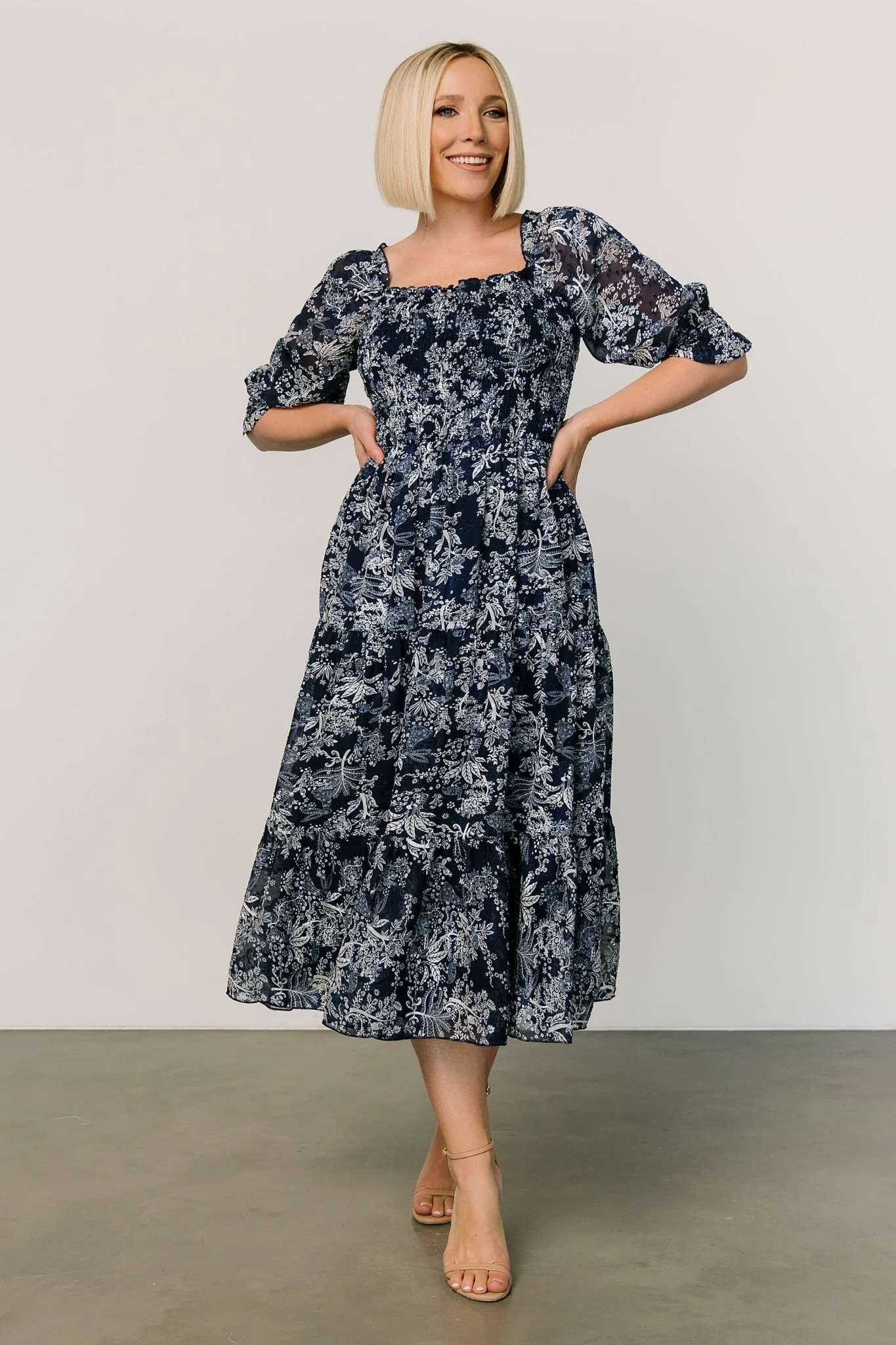 Fabian Jacquard Midi Dress | Indigo Print | Baltic Born