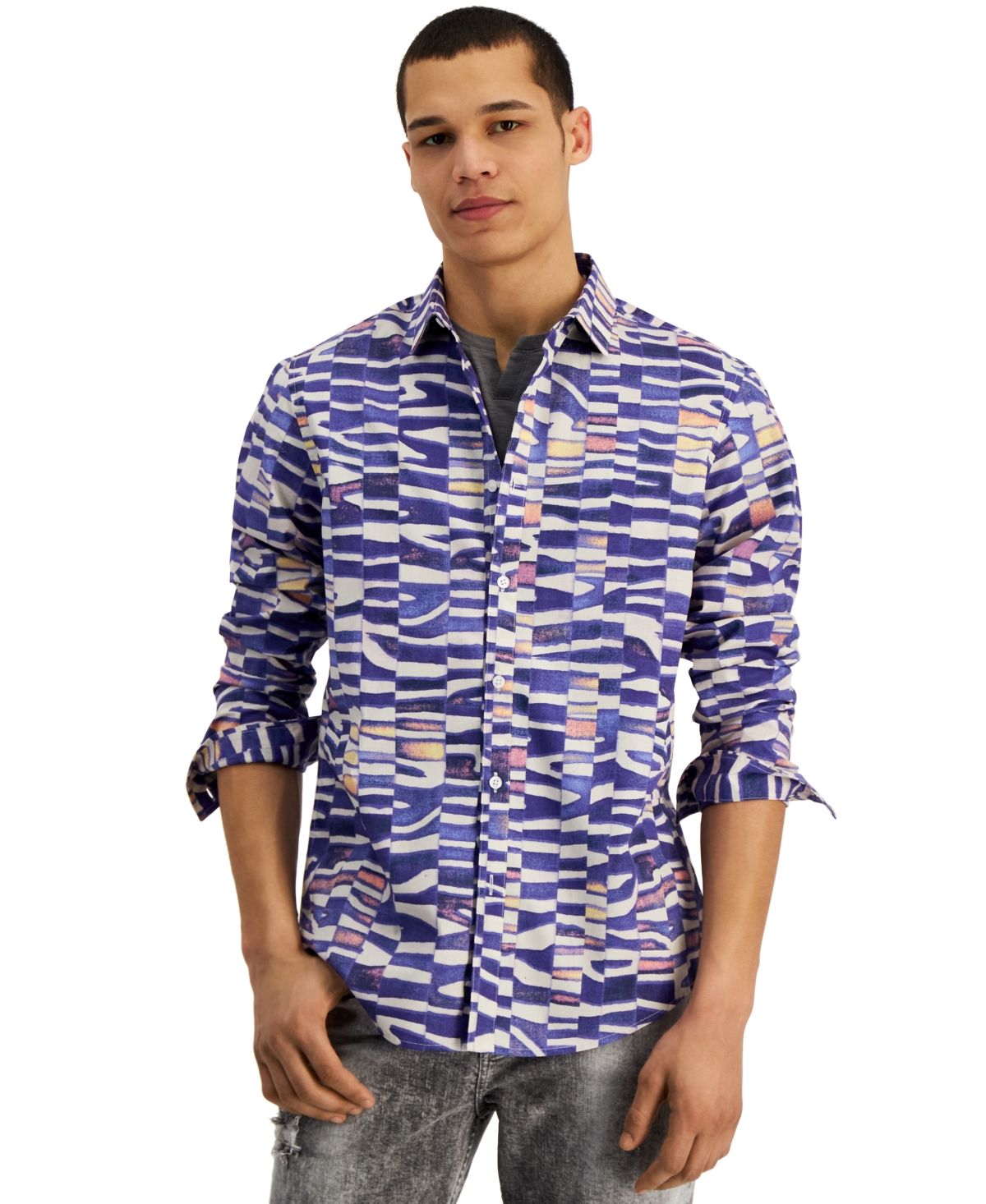 Inc International Concepts Men's Zion Zebra Shirt, Created for Macy's | Macys (US)