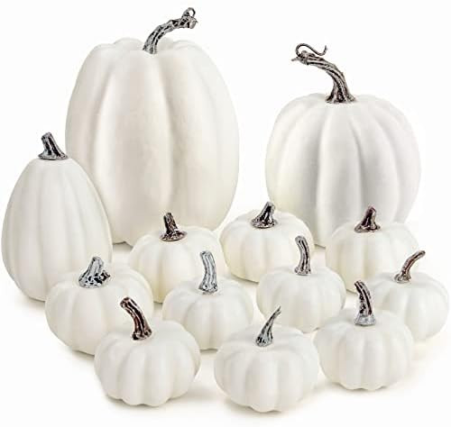 13 Pcs Artificial White Pumpkins Assorted Sizes Foam Pumpkins Fake Pumpkin Decor Set for Home Tab... | Amazon (US)