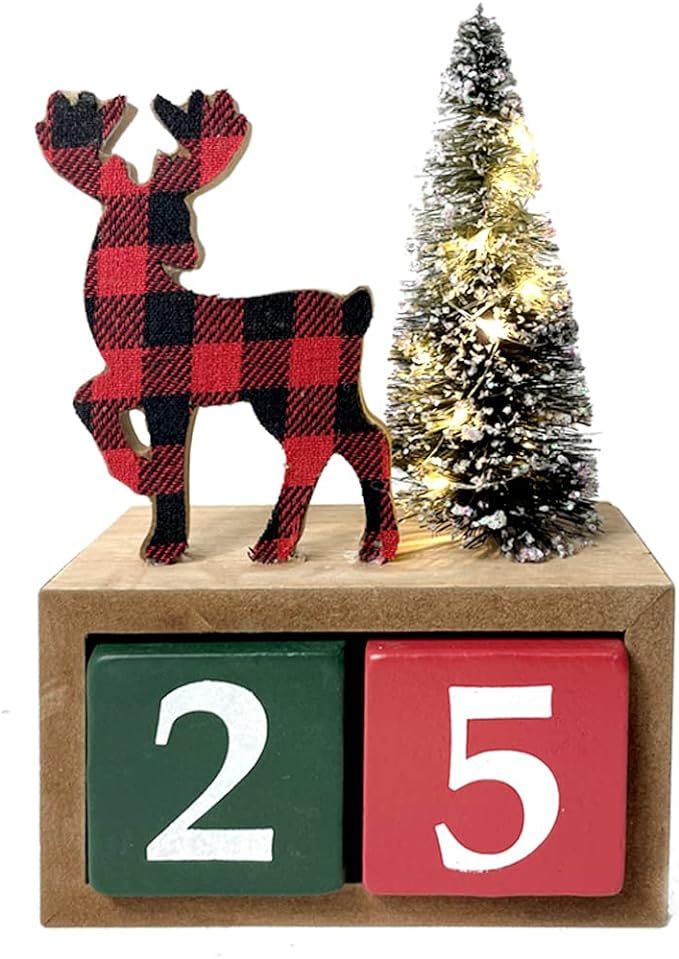 Eternhome Elk Christmas Tree Count Down LED Lighted Advent Calendar Farmhouse Vintage Rustic Bloc... | Amazon (US)