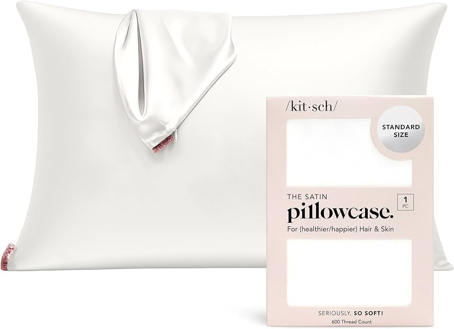 Kitsch Satin Pillowcase with Zipper for Hair & Skin, Softer Than Silk Pillow Cases Standard Size,... | Amazon (US)