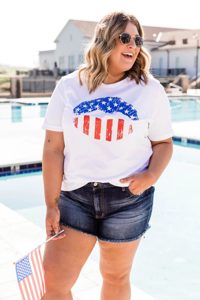 American Lips White Graphic Tee FINAL SALE | The Pink Lily Boutique